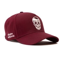 5-Panel Skull Hat - Burgundy -Gymreapers Sale Shop 5Panel Burgundy Quarter