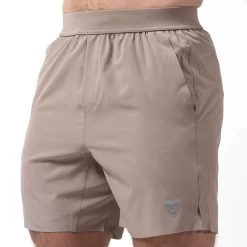 Performance Shorts - Taupe 16 Performance Shorts - Taupe -Gymreapers Sale Shop 7 inch taupe side