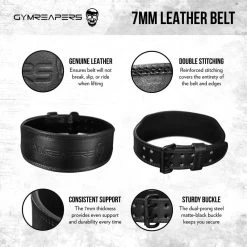 Gymreapers Weightlifting Belt | 7mm Leather Back Support -Gymreapers Sale Shop 7mm lifting belt details