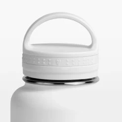 32 Oz Stainless Steel Water Bottle - White -Gymreapers Sale Shop canteen lid detail white