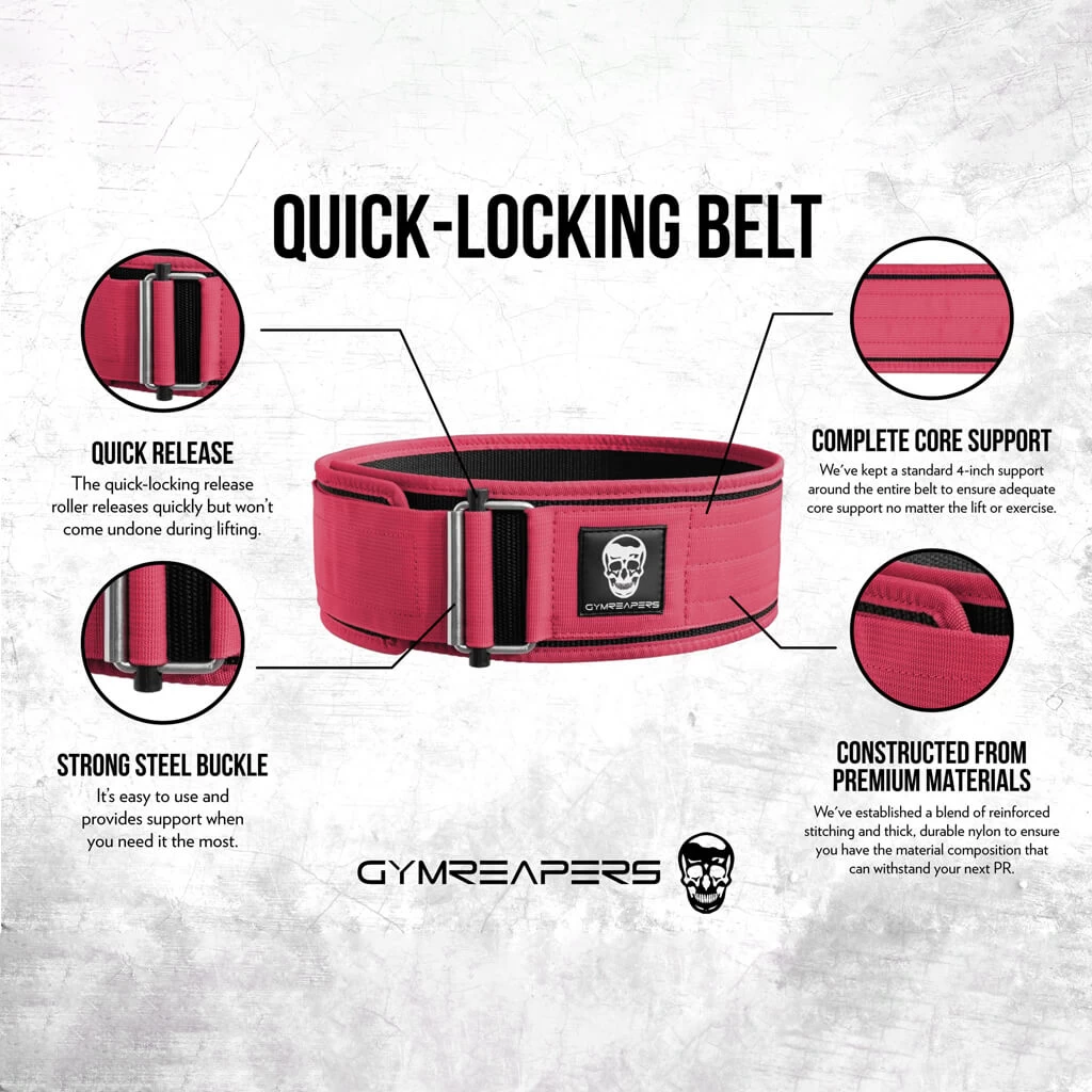 Gymreapers Quick Locking Weightlifting Belt - Pink 5 Gymreapers Quick Locking Weightlifting Belt - Pink - Image 4