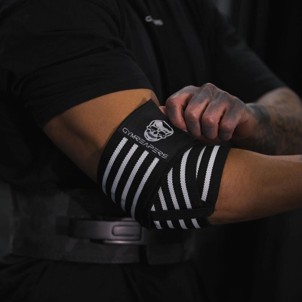 Gymreapers Elbow Wraps - Black/White 7 Gymreapers Elbow Wraps - Black/White - Image 5