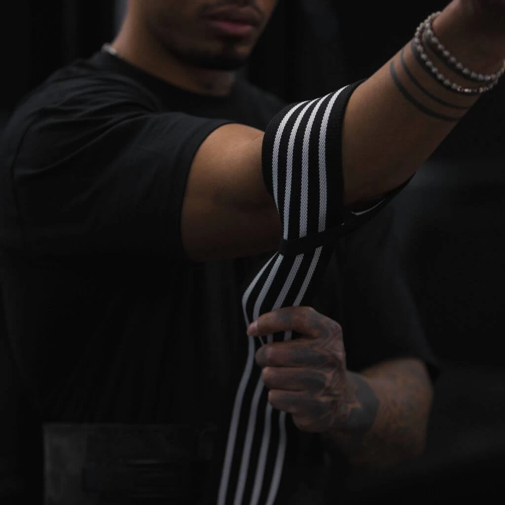 Gymreapers Elbow Wraps - Black/White 6 Gymreapers Elbow Wraps - Black/White - Image 4