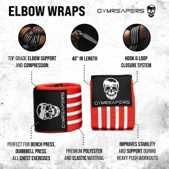 Gymreapers Elbow Wraps - Red/White -Gymreapers Sale Shop elbowwrapgraphicrw 1024
