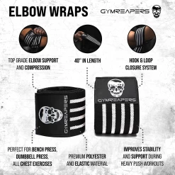 Gymreapers Elbow Wraps - Black/White 9 Gymreapers Elbow Wraps - Black/White -Gymreapers Sale Shop elbowwrapgraphicwb 1024