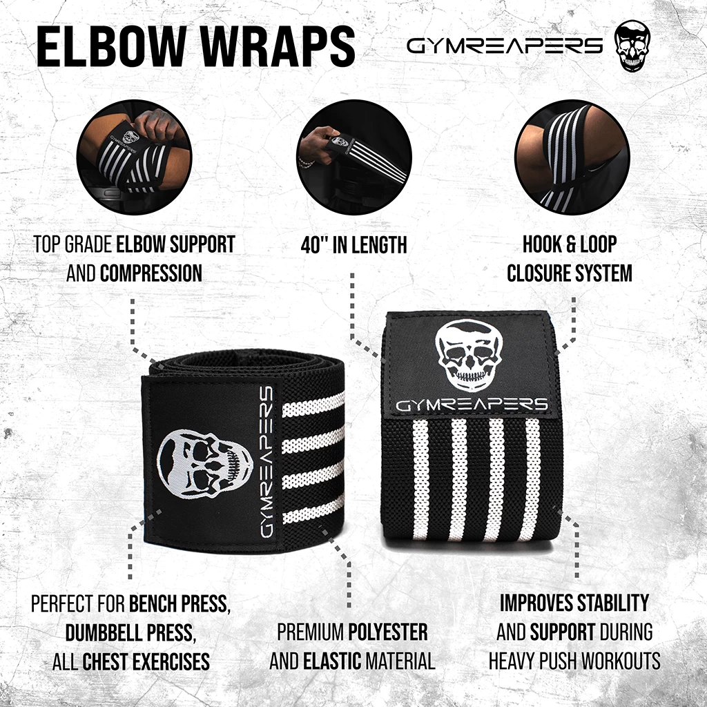 Gymreapers Elbow Wraps - Black/White 5 Gymreapers Elbow Wraps - Black/White - Image 3