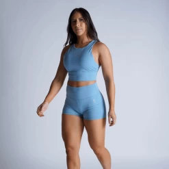 Revive High Neck Bra - Sky Blue -Gymreapers Sale Shop high neck bra blue full