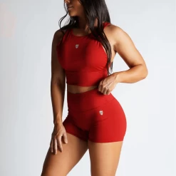 Revive High Neck Bra - Red 11 Revive High Neck Bra - Red -Gymreapers Sale Shop high neck bra red side