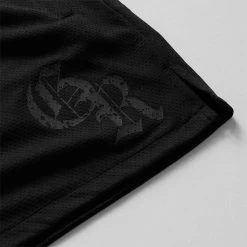 Initial Shorts - Black/Black -Gymreapers Sale Shop initial mesh shorts black black detail