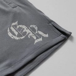 Initial Shorts - Faded Blue -Gymreapers Sale Shop initial mesh shorts faded blue detail