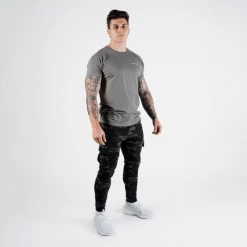 Slim Performance Tee - Charcoal 10 Slim Performance Tee - Charcoal -Gymreapers Sale Shop mens fit tee charcoal side
