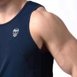 Performance Tank Top - Navy 8 Performance Tank Top - Navy -Gymreapers Sale Shop performance tank navy close up
