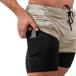React Training Shorts - Tan -Gymreapers Sale Shop react shorts tan phone