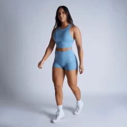 Revive 4" Shorts - Sky Blue -Gymreapers Sale Shop revive 4 inch shorts blue full