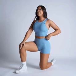 Revive 4" Shorts - Sky Blue -Gymreapers Sale Shop revive 4 inch shorts blue kneel