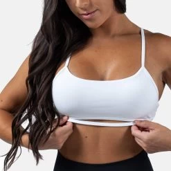 Strategy Bra - White -Gymreapers Sale Shop strategy bra white front close up