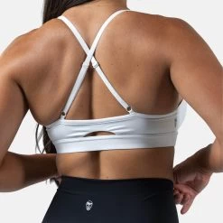 Strive Bra - White -Gymreapers Sale Shop strive bra white close up