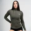 Women's Performance Quarter Zip - OD Green -Gymreapers Sale Shop womens performance 1 4 zip green front