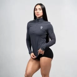 Women's Performance Quarter Zip - Obsidian -Gymreapers Sale Shop womens performance 1 4 zip obsidian side