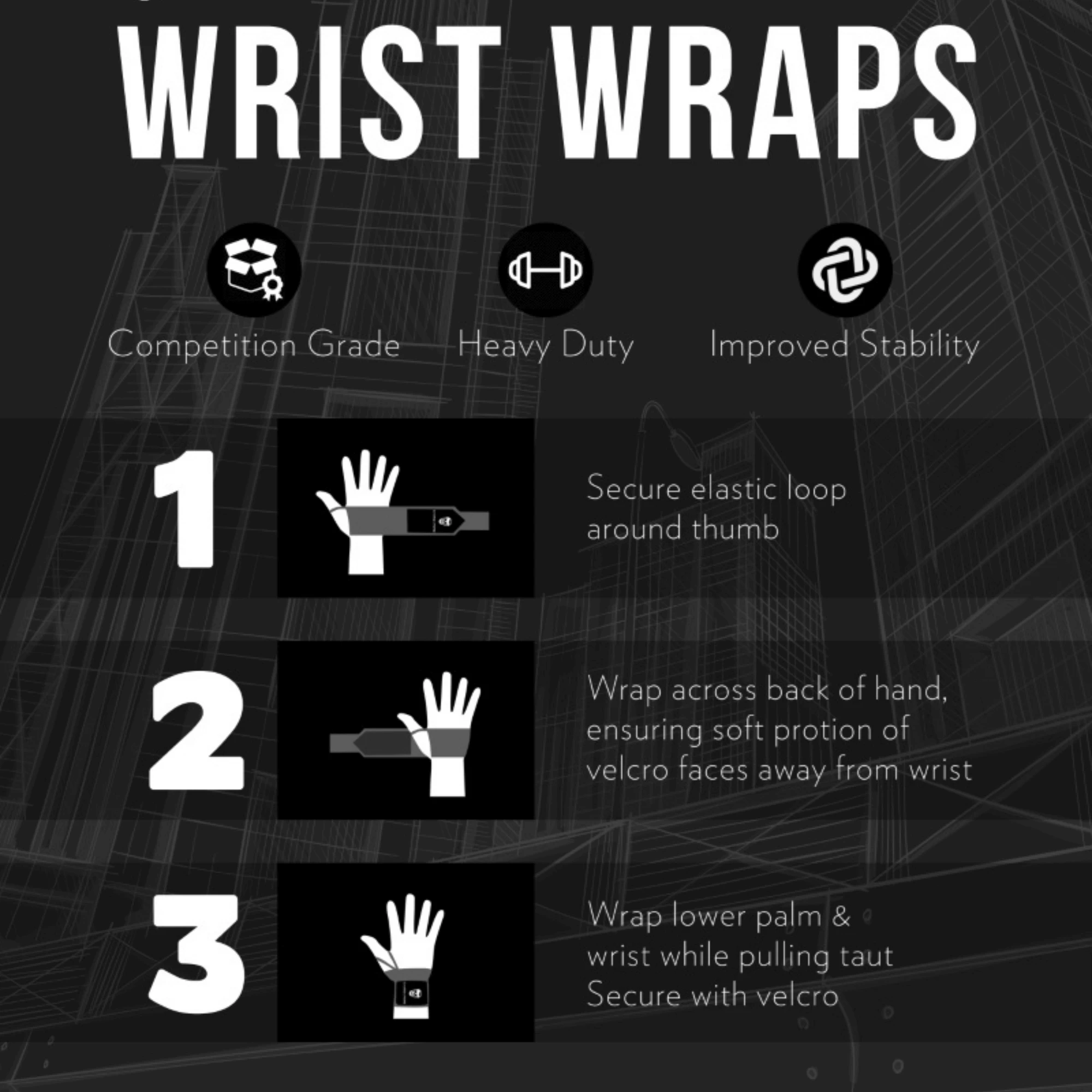 Wrist Wraps - 18" Weightlifting Wrist Support - Gray 7 Wrist Wraps - 18" Weightlifting Wrist Support - Gray - Image 5