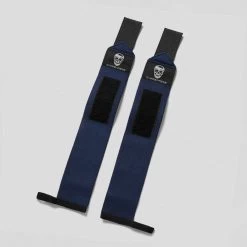 Wrist Wraps - 18" Weightlifting Wrist Support - Navy -Gymreapers Sale Shop wrist wraps navy full flat