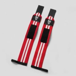 Wrist Wraps - 18" Weightlifting Wrist Support - Red/White 12 Wrist Wraps - 18" Weightlifting Wrist Support - Red/White -Gymreapers Sale Shop wrist wraps red white full flat
