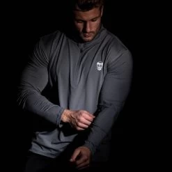 Performance Quarter Zip - Steel -Gymreapers Sale Shop zip steel detail